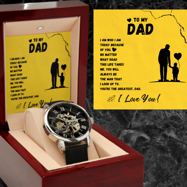 Thank You Dad For top Everything Thanksgiving Dad Gift, Ideal Mens Gift Christmas, Dad Gift, Skeleton Dial Feature Wristwatch, Stepdad Gift