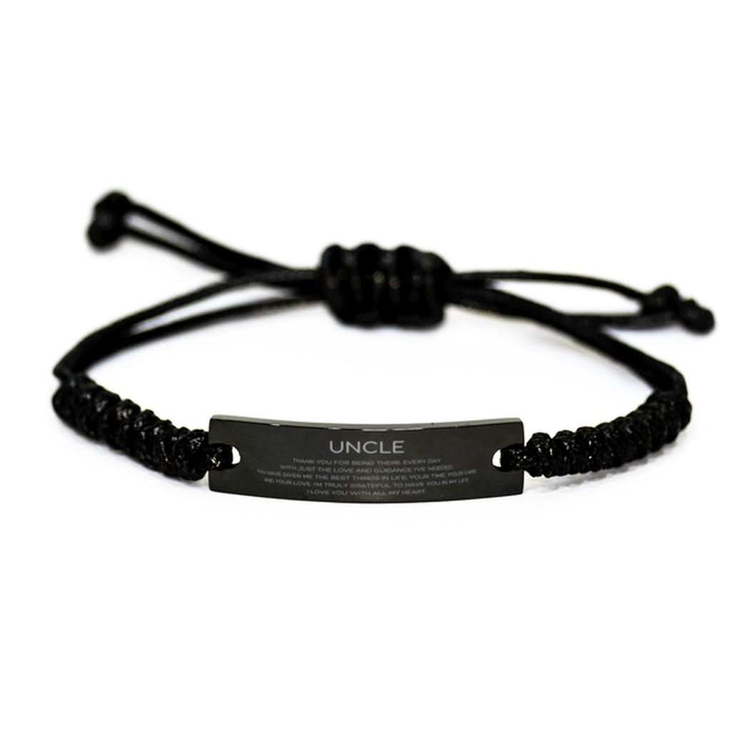 Uncle Gifts, Thank you for being there every day, Thank You Gifts For Uncle, Birthday Christmas Black Rope Bracelet For Uncle