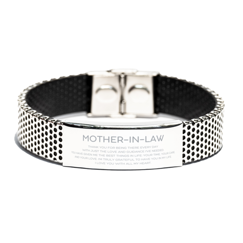 Mother-In-Law Gifts, Thank you for being there every day, Thank You Gifts For Mother-In-Law, Birthday Christmas Stainless Steel Bracelet For Mother-In-Law